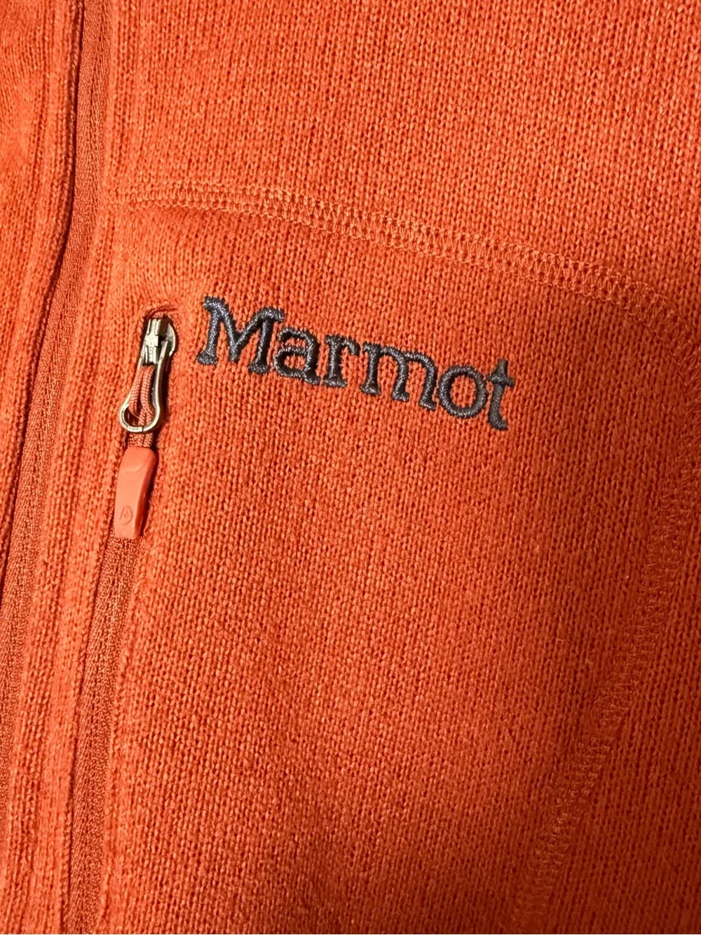 Marmot Sweater Mens Sz XL Orange 1/4 Zip Fleece Long Sleeve Outdoors Hiking